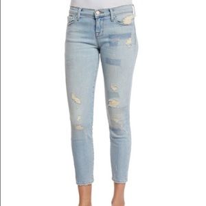 j brand cropped skinny halo destruct jeans size 26